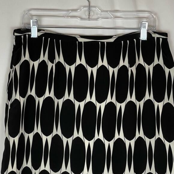Silk Land 100% Silk With Black Cream Office Career Date Skirt NWOT Size 12 - Picture 5 of 10